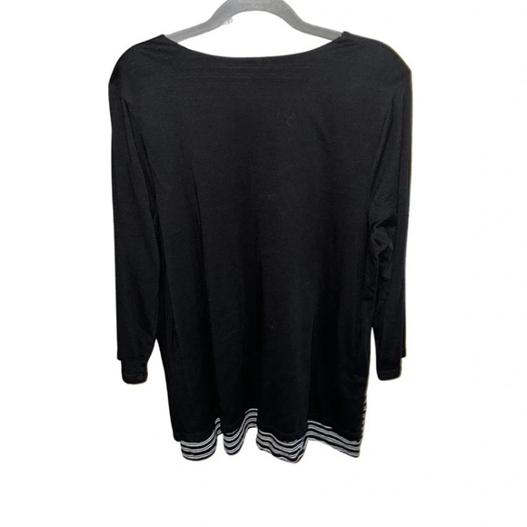 J. Jill Black 3/4 Sleeve Built in Striped Layer Size Large - Picture 5 of 7